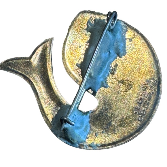 Signed David Anderson Norway Enameled Sterling Silver Vintage Fish Brooch - Picture 5 of 5